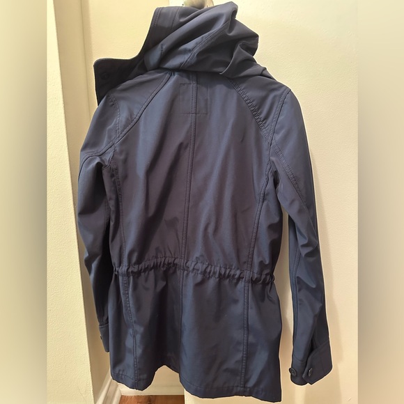 Madewell Fieldwalk Utility Rain Jacket Women XS Navy Blue Removable Hood - Picture 7 of 8